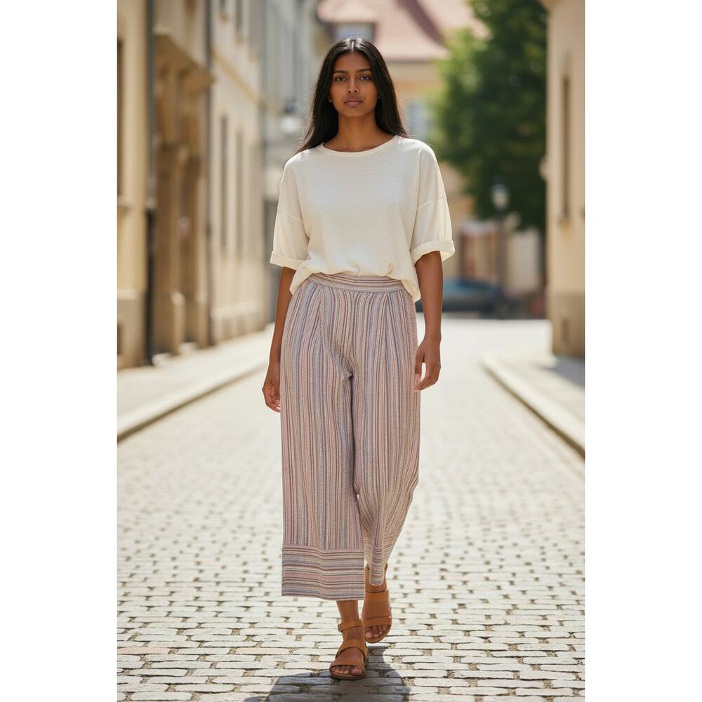 FOREVER 21 Linen Blend Wide Leg Crop Pants - Size L